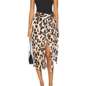 Leopard Wrap Midi Skirt
